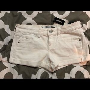 White Express denim cuff shorts